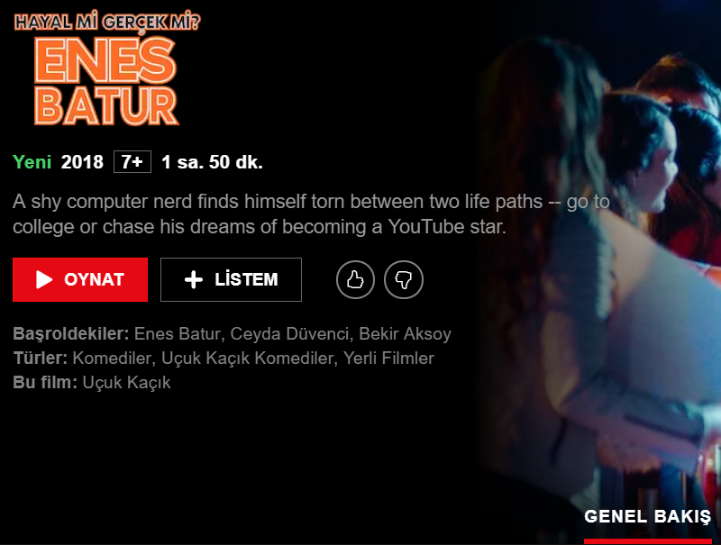 Enes Batur Hayal mi Gerçek mi Netflix